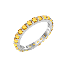 Load image into Gallery viewer, Round Eternity Bands with Diamond or Gemstone Birthstones in 14K White Gold (2.50 mm / .05 ct)