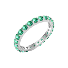 Load image into Gallery viewer, Round Eternity Bands with Diamond or Gemstone Birthstones in 14K White Gold (2.50 mm / .05 ct)
