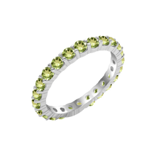 Load image into Gallery viewer, Round Eternity Bands with Diamond or Gemstone Birthstones in 14K White Gold (2.50 mm / .05 ct)