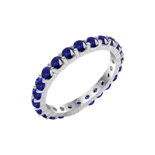 Load image into Gallery viewer, Round Eternity Bands with Diamond or Gemstone Birthstones in 14K White Gold (2.50 mm / .05 ct)