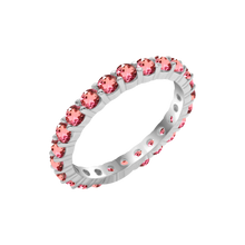 Load image into Gallery viewer, Round Eternity Bands with Diamond or Gemstone Birthstones in 14K White Gold (2.50 mm / .05 ct)