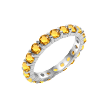 Load image into Gallery viewer, Round Eternity Bands with Diamond or Gemstone Birthstones in 14K White Gold (3.00 mm / .10 ct)