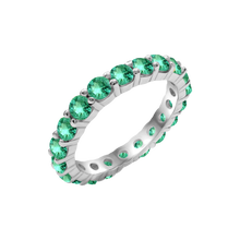 Load image into Gallery viewer, Round Eternity Bands with Diamond or Gemstone Birthstones in 14K White Gold (3.00 mm / .10 ct)