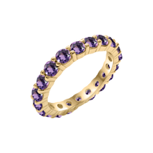 Load image into Gallery viewer, Round Eternity Bands with Diamond or Gemstone Birthstones in 14K Yellow Gold (3.00 mm / .10 ct)