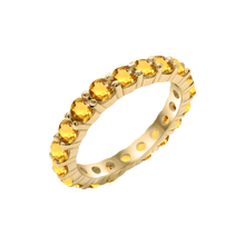 Load image into Gallery viewer, Round Eternity Bands with Diamond or Gemstone Birthstones in 14K Yellow Gold (3.00 mm / .10 ct)