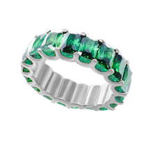 Load image into Gallery viewer, All Around Emerald Shape Green Colored Stone Ring (6.0 x 4.0 mm)