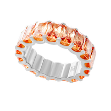 Load image into Gallery viewer, All Around Emerald Shape Orange Colored Stone Ring (6.0 x 4.0 mm)