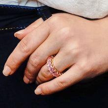 Load image into Gallery viewer, All Around Emerald Shape Pink Colored Stone Ring (6.0 x 4.0 mm)