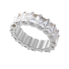 Load image into Gallery viewer, All Around Emerald Shape White Colored Stone Ring (6.0 x 4.0 mm)