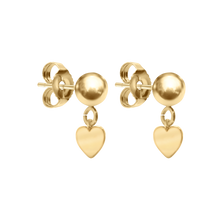 Load image into Gallery viewer, Heavy Heart Ball Earrings in 14K Gold