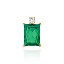 Load image into Gallery viewer, 14K Gold ITI NYC Emerald Four Prong Basket Earrings with One Accent