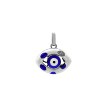 Load image into Gallery viewer, ITI NYC Evil Eye Pendant with Dark Blue and White Enamel in Sterling Silver