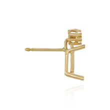 Load image into Gallery viewer, 14K Gold ITI NYC Emerald Four Prong Basket Earrings with 3 Accents