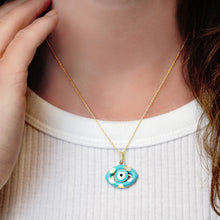 Load image into Gallery viewer, ITI NYC Evil Eye Pendant with Blue and White Enamel in Sterling Silver