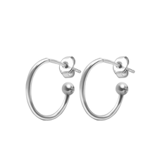 Load image into Gallery viewer, Hoop Earrings with Ball in Sterling Silver