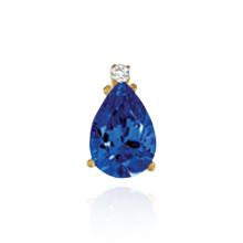 Load image into Gallery viewer, 14K Gold ITI NYC Pear Shape Four Prong Basket Earrings with One Accent