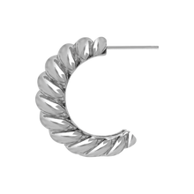 Load image into Gallery viewer, Croissant Hoop Earrings in Sterling Silver