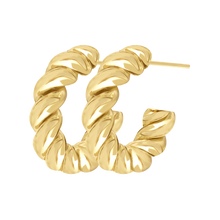 Load image into Gallery viewer, Solid Twist Rope Hoop Earrings in 14K Gold