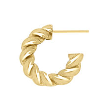 Load image into Gallery viewer, Solid Twist Rope Hoop Earrings in 14K Gold