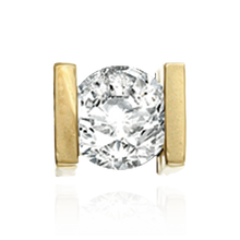 Load image into Gallery viewer, 14K Gold ITI NYC Bar Set Bezel Earrings for Round Stone