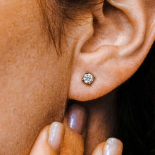 Load image into Gallery viewer, Round Four Prong Basket Earrings with CZ