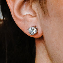 Load image into Gallery viewer, Round Four Prong Basket Earrings with CZ
