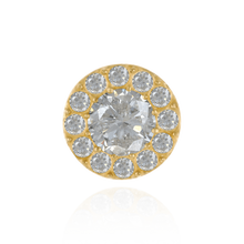 Load image into Gallery viewer, 14K Gold ITI NYC Round Three Prong Halo Earrings