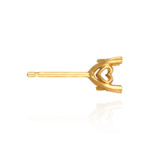 Load image into Gallery viewer, 14K Gold ITI NYC Double Prong Princess Earrings with Heart Theme