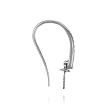 Load image into Gallery viewer, ITI NYC Shepherd Hook with 6 mm Pearl Cup and Diamonds (19 x 12 mm) (Pearl Not Included)