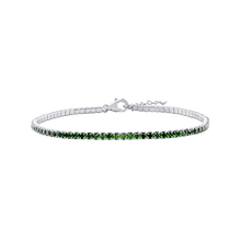 Load image into Gallery viewer, Tennis Bracelet with Emerald Colored CZ in Sterling Silver (2 mm - 4 mm)