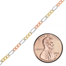 Load image into Gallery viewer, Bulk / Spooled Classic Figaro Chain in 14K Tri-Color Gold (2.25 mm)
