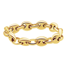Load image into Gallery viewer, Greenwich Village Puffed Mariner Link Semi-Solid Chain Ring in 14K Yellow Gold