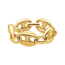 Load image into Gallery viewer, Greenwich Village Puffed Mariner Link Semi-Solid Chain Ring in 14K Yellow Gold