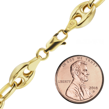 Load image into Gallery viewer, Greenwich Village Puffed Mariner Link Anklet in 14K Yellow Gold