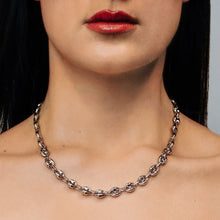 Load image into Gallery viewer, Greenwich Village Puffed Mariner Link Semi-Solid Chain Necklace in Sterling Silver