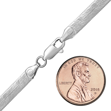 Load image into Gallery viewer, Flexible Hudson Herringbone Chain Anklet in Sterling Silver