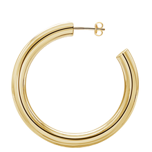 Load image into Gallery viewer, Round Tube Hoop Earring with Post in 14K Gold (5 mm)