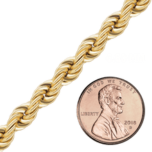 Load image into Gallery viewer, Bulk / Spooled Handmade Solid Rope Chain in 14K Yellow Gold (2.20 mm - 6.30 mm)