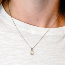 Load image into Gallery viewer, ITI NYC Initial Pendants with Black Enamel in Sterling Silver (11mm) (100% Polished with Bail - Includes CZ)