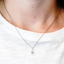 Load image into Gallery viewer, ITI NYC Initial Pendants with Black Enamel in Sterling Silver (11mm) (100% Polished with Bail - Includes CZ)