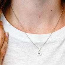 Load image into Gallery viewer, ITI NYC Initial Pendants with Black Enamel in Sterling Silver (11mm) (100% Polished with Bail - Includes CZ)