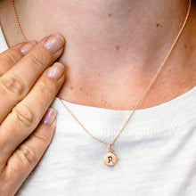 Load image into Gallery viewer, ITI NYC Initial Pendants with Black Enamel in Sterling Silver (11mm) (100% Polished with Bail - Includes CZ)