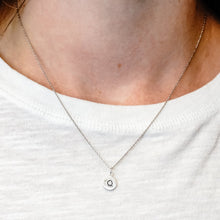 Load image into Gallery viewer, ITI NYC Initial Pendants with Black Enamel in Sterling Silver (11mm) (100% Polished with Bail - Includes CZ)