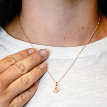 Load image into Gallery viewer, ITI NYC Initial Pendants with Black Enamel in Sterling Silver (11mm) (100% Polished with Bail - Includes CZ)