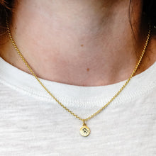 Load image into Gallery viewer, ITI NYC Initial Pendants with Black Enamel in Sterling Silver (11mm) (100% Polished with Bail - Includes CZ)