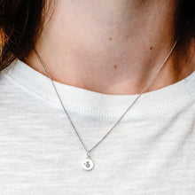 Load image into Gallery viewer, ITI NYC Initial Pendants with Black Enamel in Sterling Silver (11mm) (100% Polished with Bail - Includes CZ)