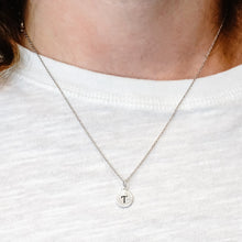 Load image into Gallery viewer, ITI NYC Initial Pendants with Black Enamel in Sterling Silver (11mm) (100% Polished with Bail - Includes CZ)