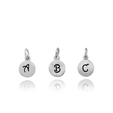 Load image into Gallery viewer, ITI NYC Initial Pendants with Black Enamel in Sterling Silver (11mm) (100% Polished with Bail)