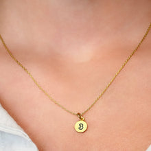 Load image into Gallery viewer, ITI NYC Initial Pendants with Black Enamel in 14K Gold (11mm) (100% Polished with Bail)