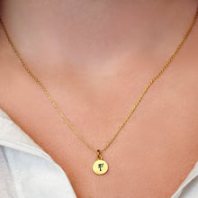 Load image into Gallery viewer, ITI NYC Initial Pendants with Black Enamel in 14K Gold (11mm) (100% Polished with Bail)